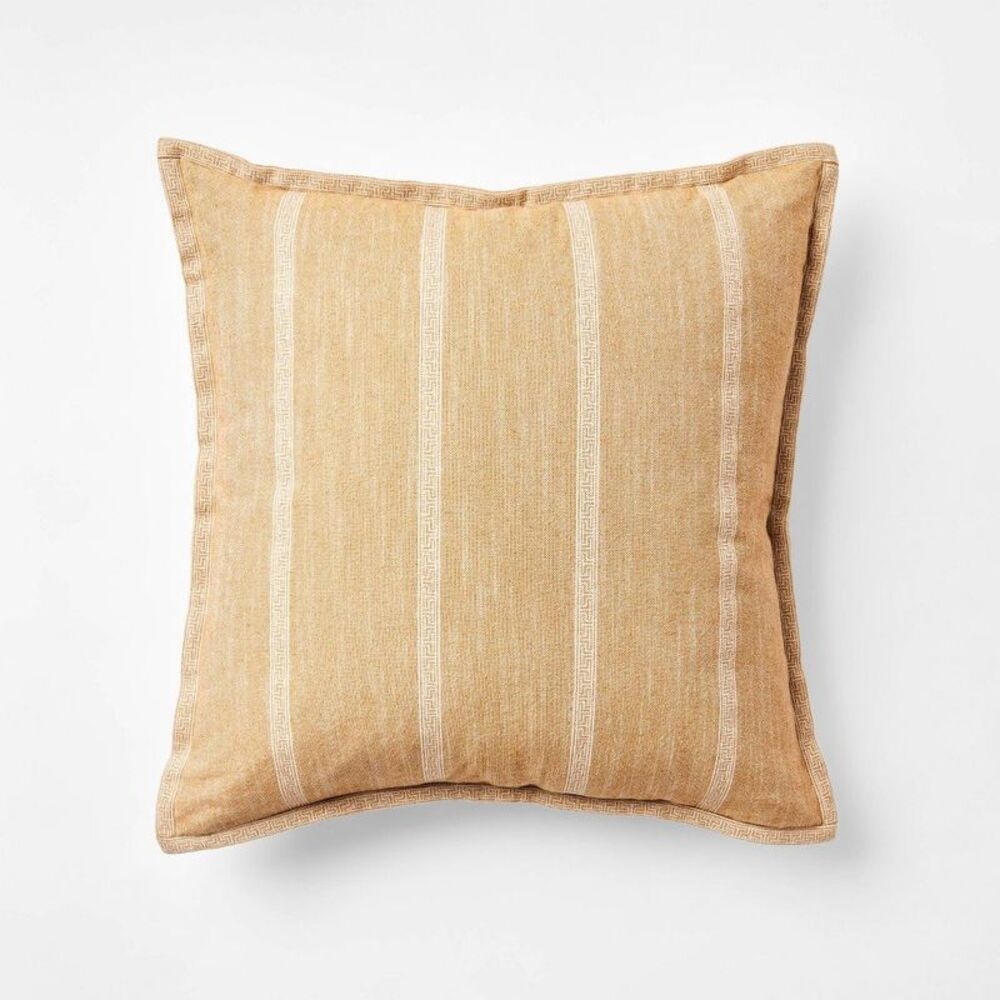 Embroidered Stripe Throw Pillow Camel - Threshold designed w/Studio McGee